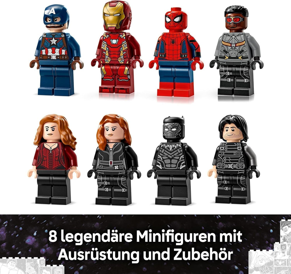 LEGO Marvel Captain America : Civil War Action Duel - Ensemble de jeu de super-héros avec 8 figurines - Ensemble de construction et de jeu d'avion jouet - Cadeau pour garçons et filles 76314 Jeux de construction Besuche den LEGO-Store