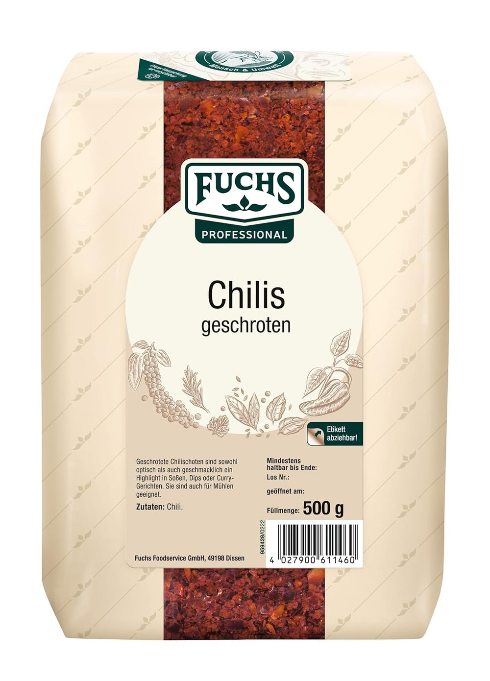 Fuchs Professional - Chilis préparés | Verleiht Chili con Carne die riche Schärfe | Qualité professionnelle pour grossistes | 0,7 kg dans un sac recyclable