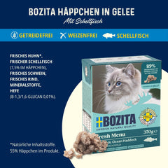 Bozita Tetra nourriture humide à l'aiglefin en gelée - 6 x 370g de nourriture pour chat sans céréales, sans sucre ajouté et sans OGM - équilibrée, délicieuse, avec 7,5% de protéines et 5% de matières grasses