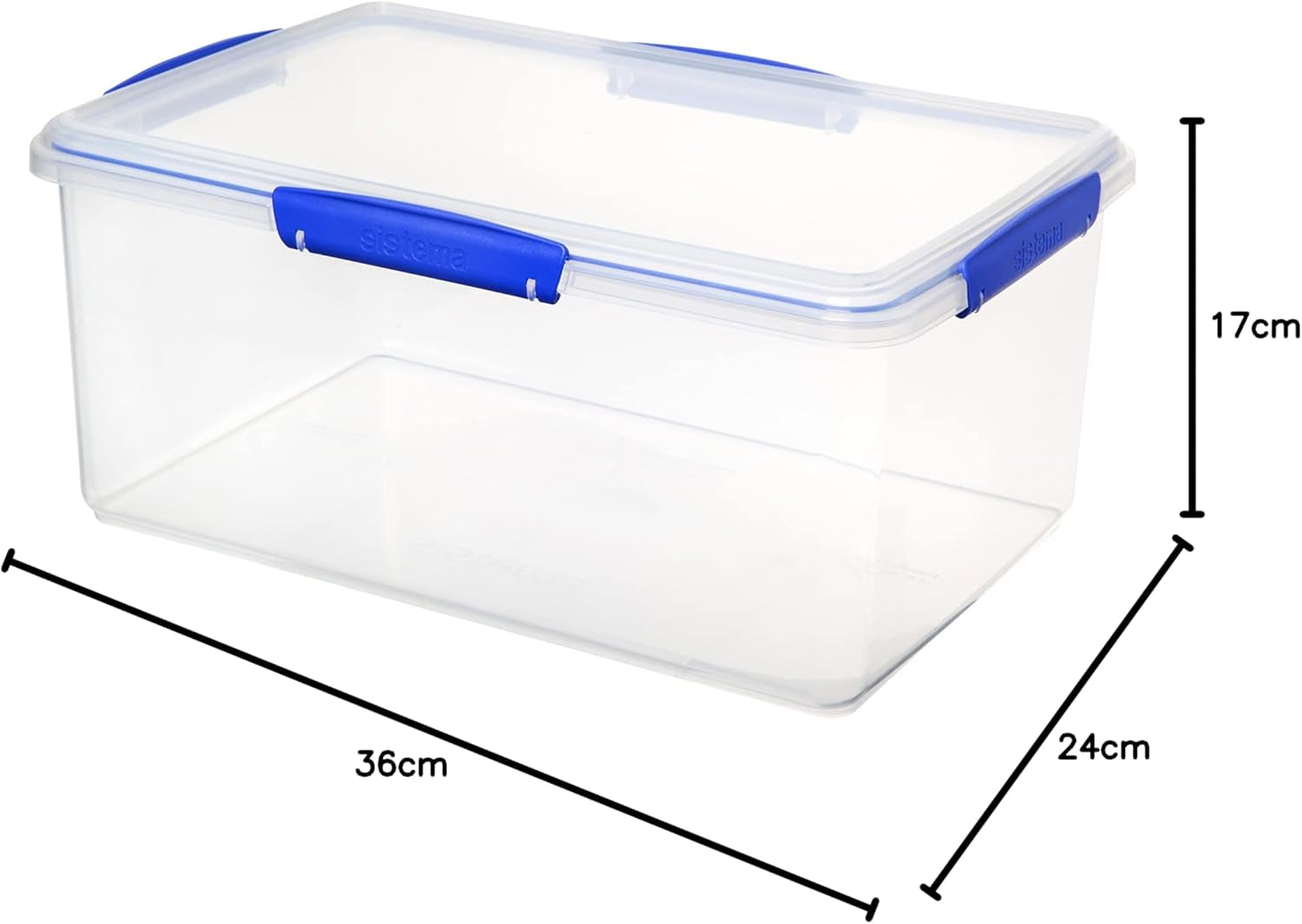 Pot pour le stockage des aliments KLIP IT System | 9,67 litres | Pot de conservation empilable et hermétique avec couvercle, adapté au réfrigérateur/congélateur | Plastique sans BPA | clips bleus | 1 pièce (paquet de 4) boîtes de conservation alimentaire Naty Shop