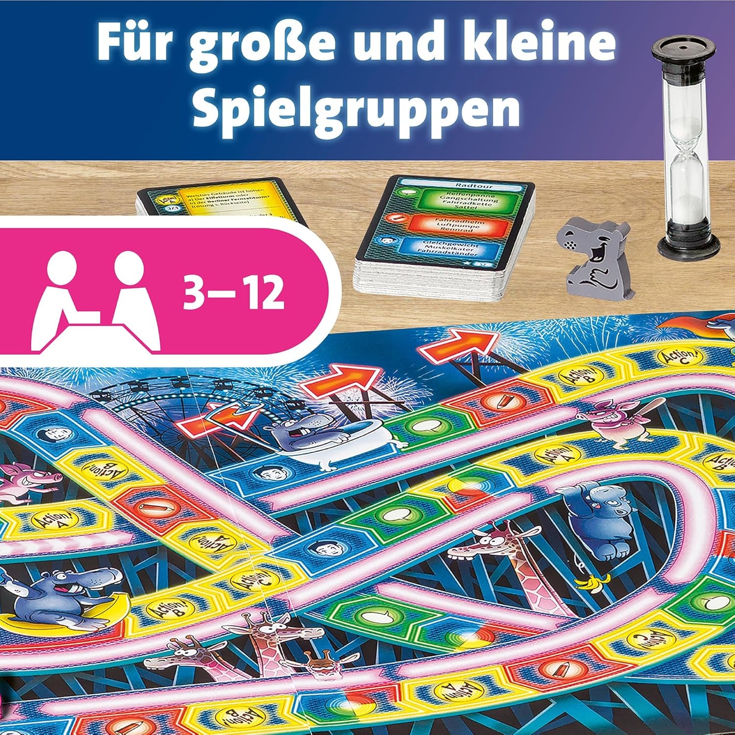 Ravensburger 26772 - Hippopotame sur des montagnes russes - Jeu de société pour toute la famille, jeu pour adultes et enfants de 10 à 99 ans, pour 3 à 12 joueurs - Jeu de société, jeu du réveillon du Nouvel An