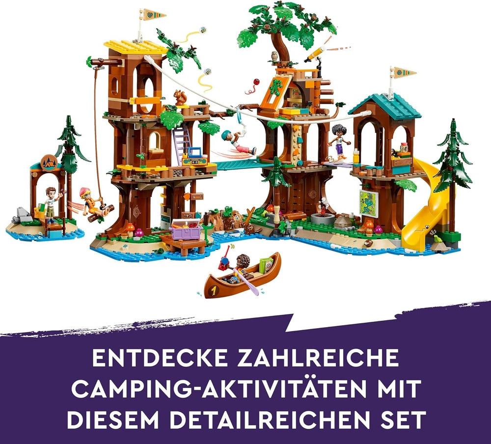 LEGO Friends Tree House At Adventure Camp, set de jeu pour filles et garçons à partir de 8 ans avec 5 figurines et 5 animaux, idée cadeau pour jeux créatifs, jouets de sport, maison de poupée 42631 Sets de construction Besuche den LEGO-Store