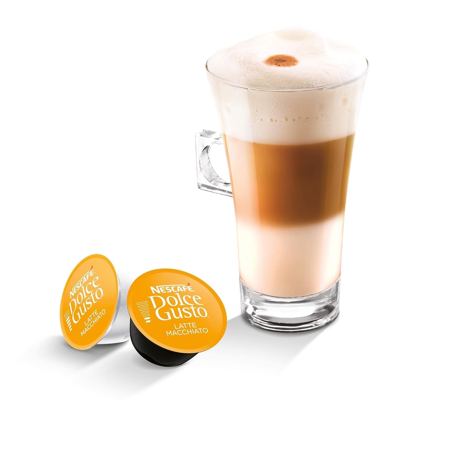 Latté Macchiato | 96 Capsules de café et Latte Macchiato Caramel | 48 Capsules de café | Mélange Arabica Robusta | Feines Caramell Aroma et leckerer Milchschaum