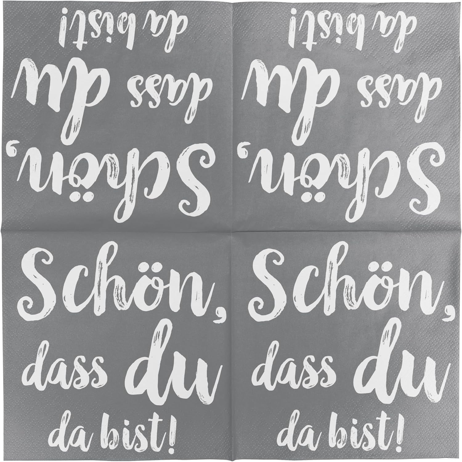 Serviettes de cocktail HEKU 'Schön Dass Du Da Bist', 3 couches, 25X25Cm, 150 pièces I Design élégant I Idéal pour les célébrations I Pratiquement emballé