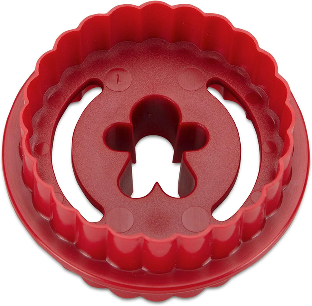 Städter Linzer Moule à biscuits bonhomme en pain d'épices, ondulé, double face, plastique ABS, rouge, diamètre: 5,5 cm, hauteur: 3 cm, 954145