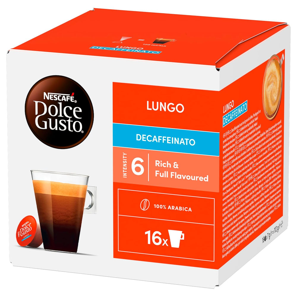 NESCAFÉ DOLCE GUSTO Lungo Decaffeinato Capsules de café paquet de 3 (3 x 16 capsules)