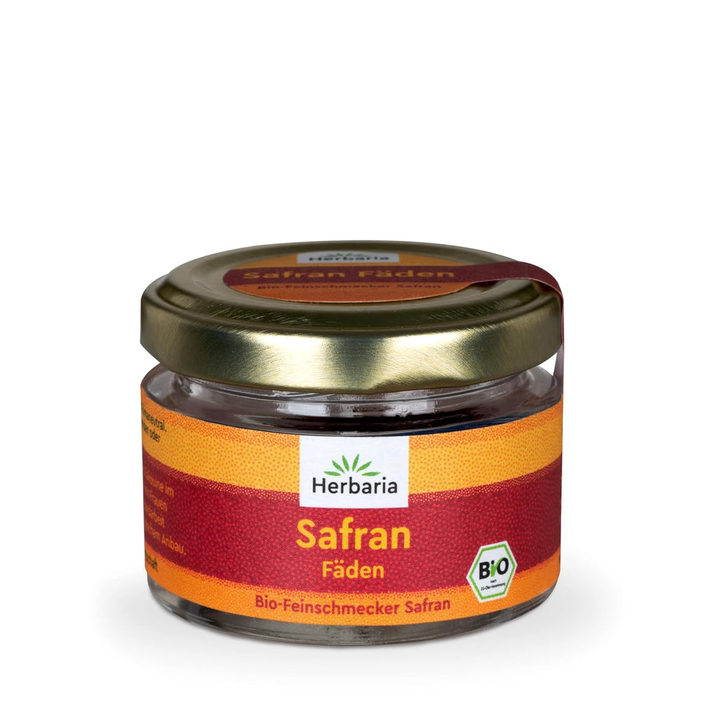Herbaria Safran-Fäden bio 0,5g im Glas – Bio Safran-Fäden aus dem bereicht Safran-Ort Taliouine in Marokko – Safranfäden in Premium Bio-Qualität – Saffron Premium - Safran première catégorie