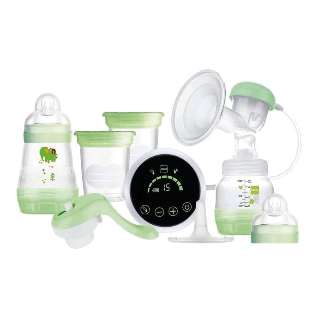 MAM Tire-lait électrique et manuel 2 en 1, avec 9 niveaux de stimulation, contient 2 biberons, démarrage facile, vert Accessoires Alimentation et Allaitement Bebe Naty Shop