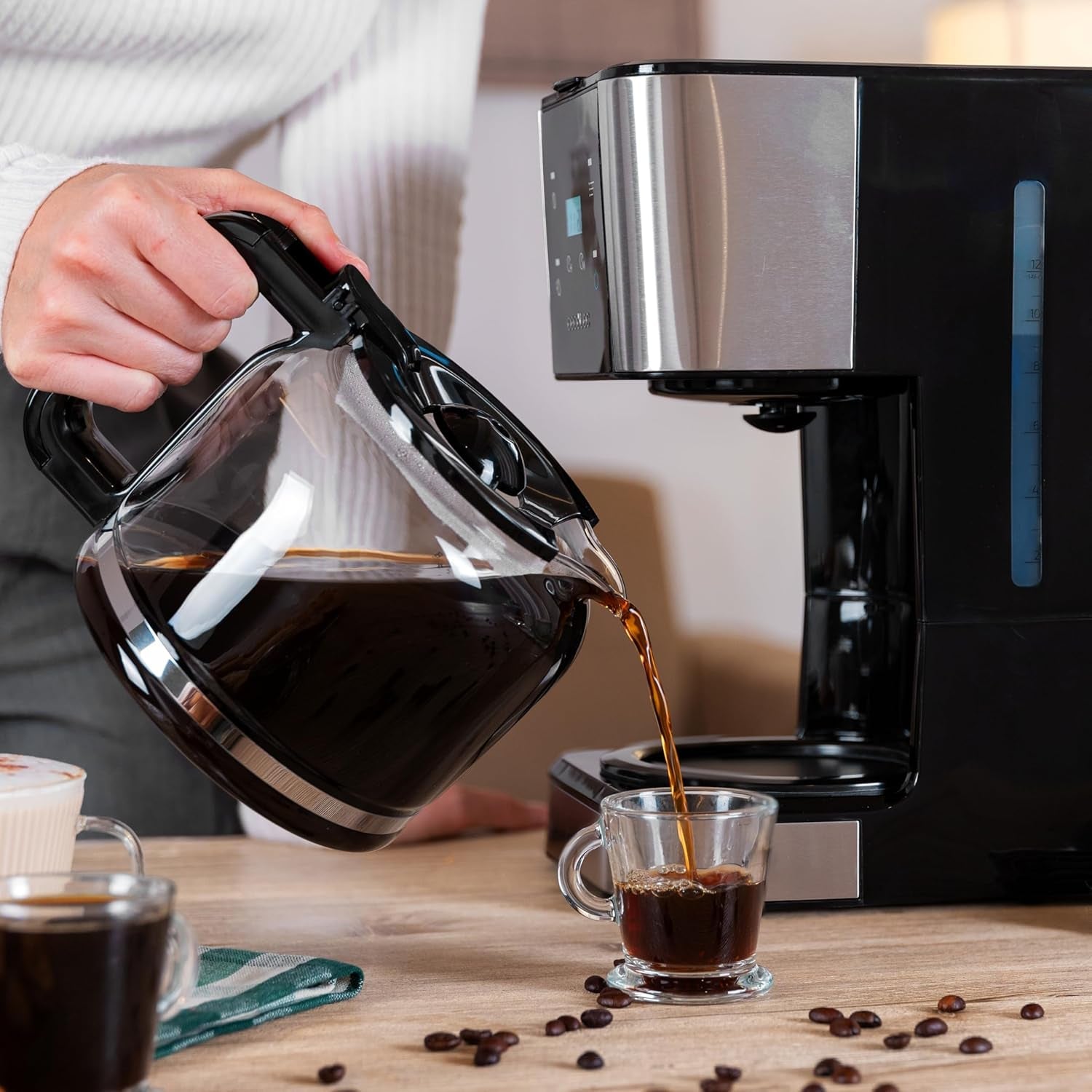 Expresso avec filtre Cecotec Coffee 66 Drop and Touch, puissance 950 W, 1,5 L, 12 tasses, écran tactile, carafe en verre, minuterie 24 heures, 6 interrupteurs, filtre à mailles réutilisable
