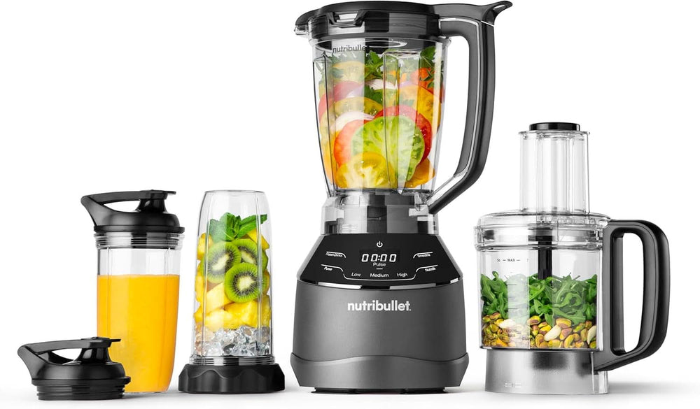 Nutribullet Full Size Blender, Elektrischer Mixer, Multifunktionaler Stabmixer, Professioneller Mixer, 1000 Watt Leistung, 1,6L Becher, Grau, NBF450DG Bucatarie Naty Shop Schwarz 1500 Watt