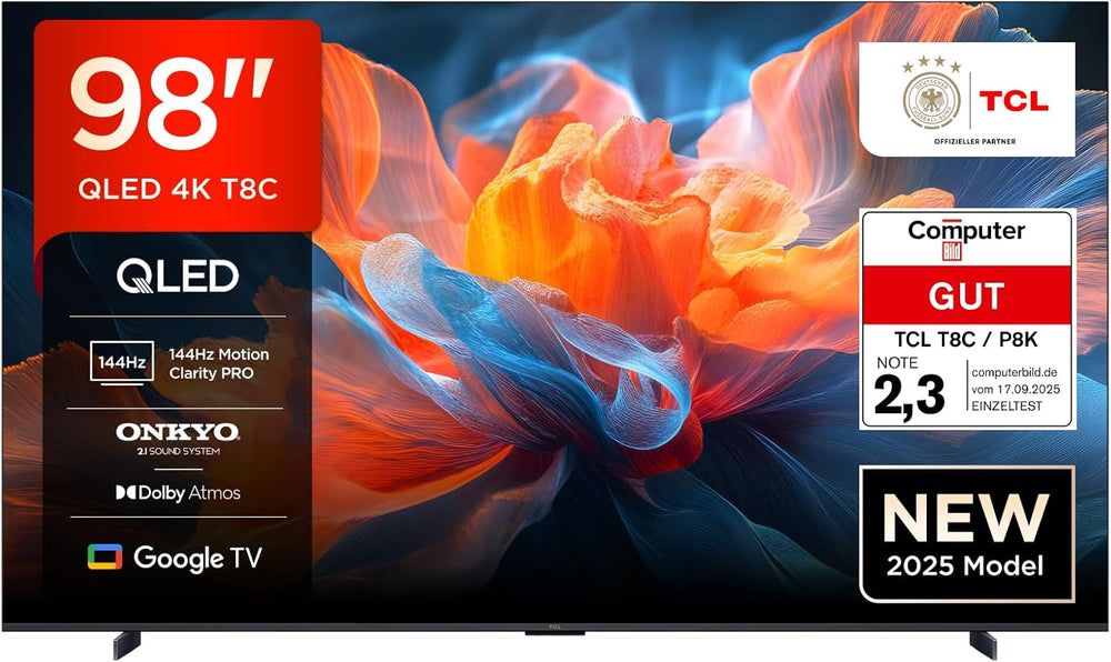 Televizor LED mini TCL 50C61KS QLED, 50 de inci, rezoluție 4K HDR Premium, Dolby Vision și Atmos, sunet Onkyo 2.0, Smart TV cu Google TV, Game Master, HDMI 2.1, AirPlay 2, Google Assistant și Alexa