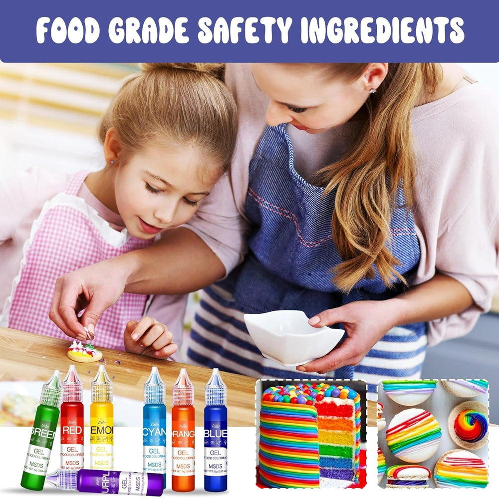 Colorant alimentaire en gel - Colorant alimentaire arc-en-ciel pour gâteaux, pâtisseries, biscuits, macarons - Colorant alimentaire concentré sans sucre pour décorer gâteaux, boissons, œufs de Pâques, slime - 15 g chacun