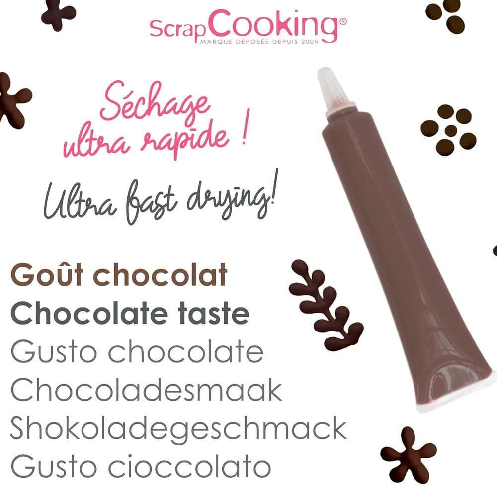 Scrapcooking - Stylo Chocolat Marron - Sucre d'écriture Chocolat 25 g - Stylo Sucre Décoratif Comestible - Écriture et Dessin - Etiquetage Fondant, Glaçage, Gâteaux - 6801