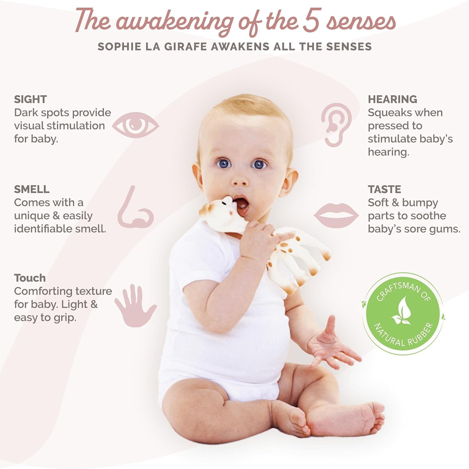 Sophie la girafe - Coffret bébé + anneau de dentition - Caoutchouc 100% naturel - Coffret d'activités bébé - Jouet d'éveil