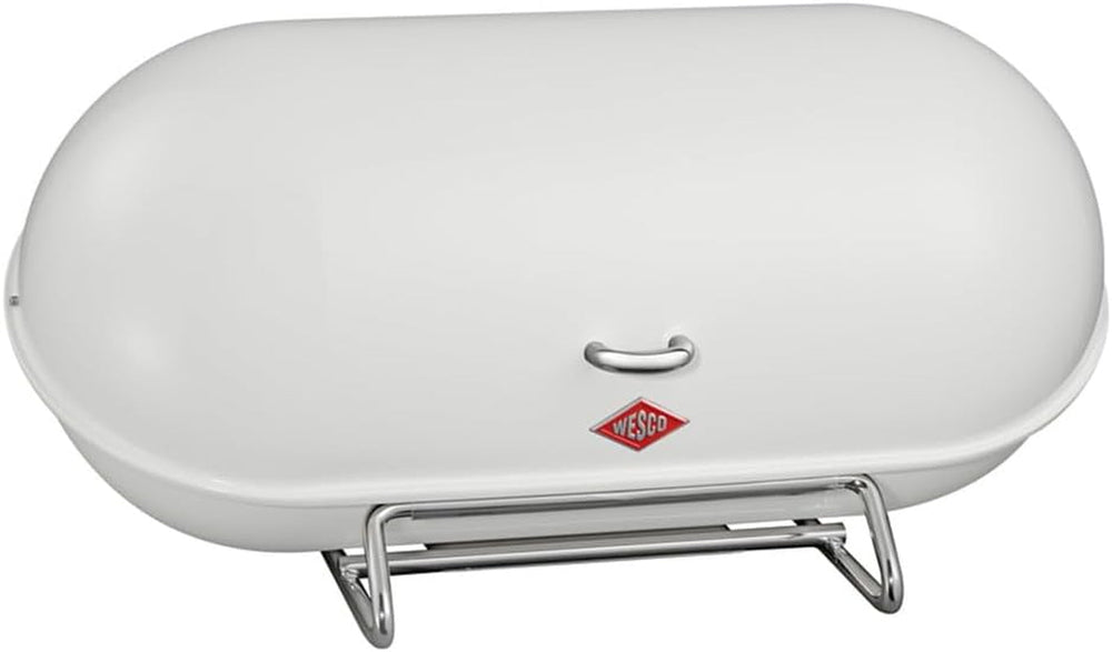 WESCO Breadboy Boîte à pain avec couvercle à charnière sans hochet, rouge, tôle d'acier enduite de poudre, trous d'aération et poignée robuste Naty Shop Blanc