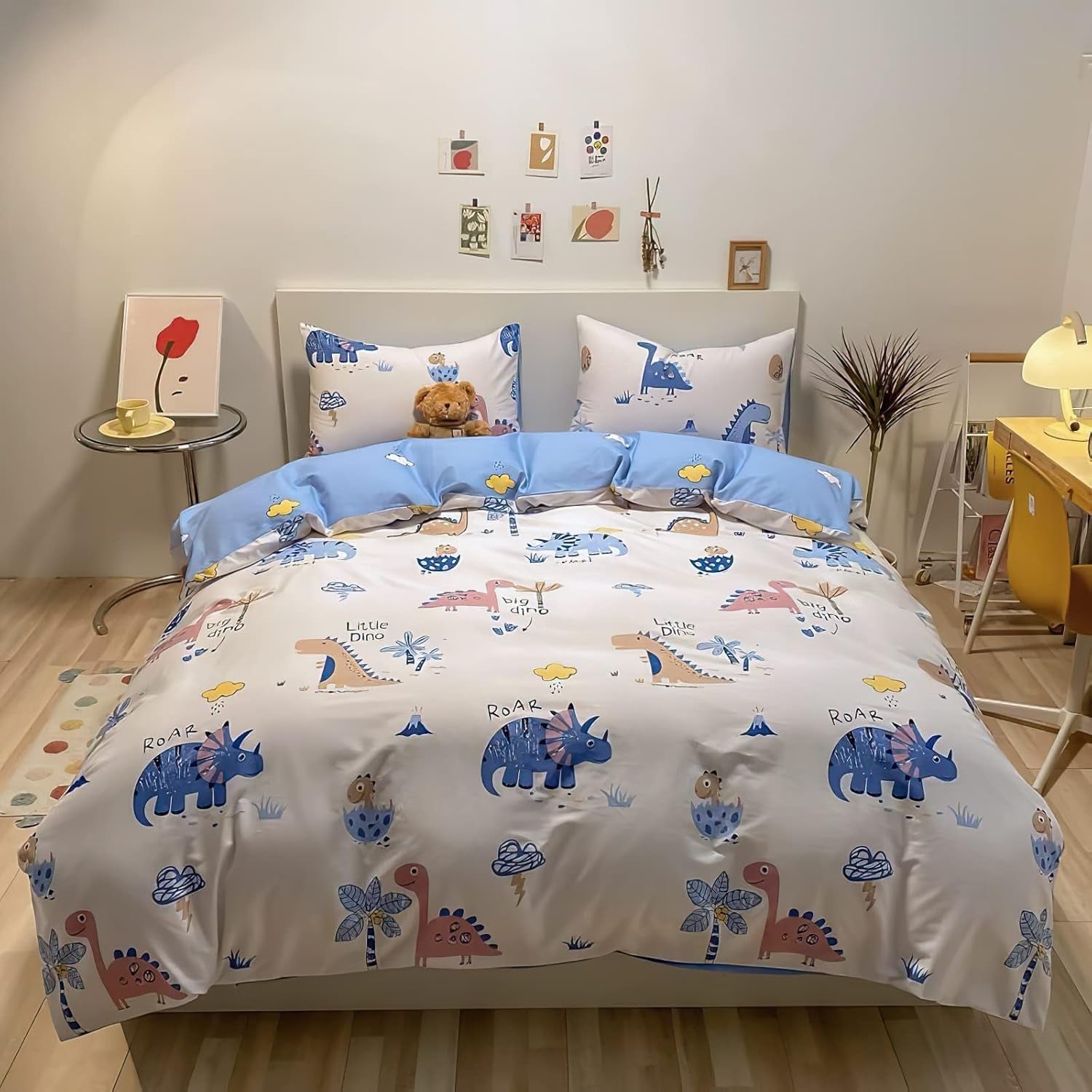 Parure de lit enfant garçon aux motifs variés, 100% coton Linge de lit - enfant Naty Shop Blanc Avec dessin au crayon de couleur 100 X 135 cm