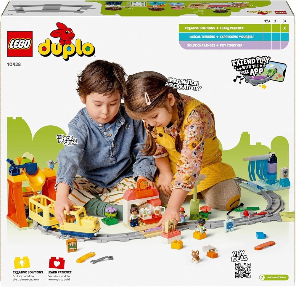 LEGO DUPLO Town Grand chemin de fer interactif, jouet de construction pour les tout-petits à partir de 3 ans, locomotive Push & Go avec lumières et sons, pièces de rail, jouet éducatif pour enfants d'âge préscolaire 10428 Ensembles de construction Beuche den LEGO-Store
