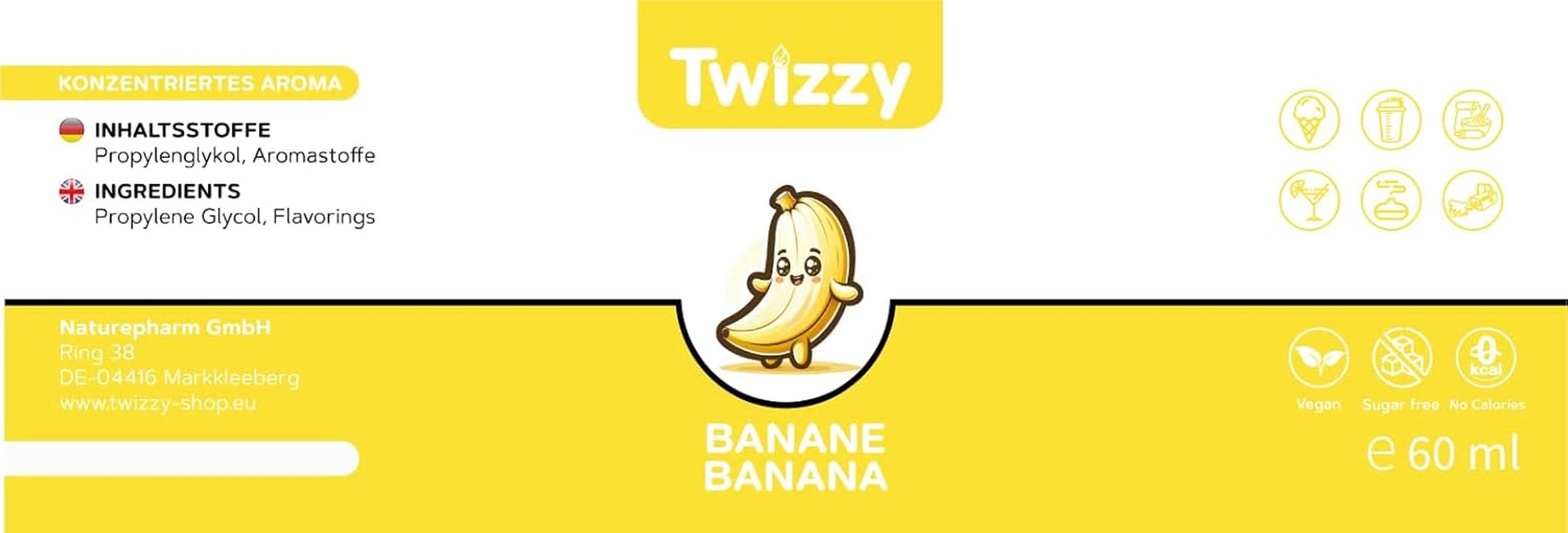 Aromă alimentară Twizzy Banana - 60 ml - Aromă intensă - Ideală pentru coacere Arome Naty Shop