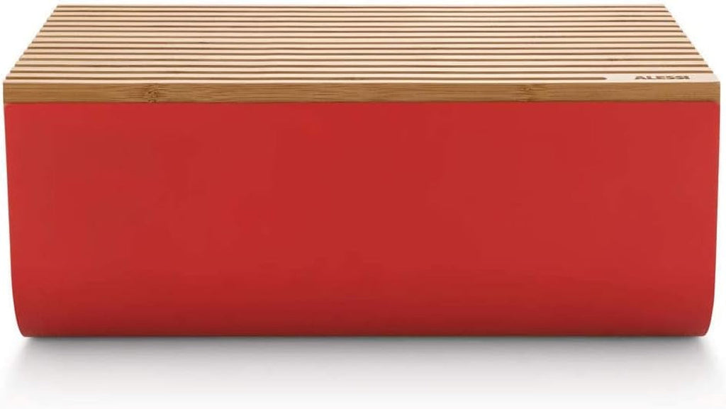 Alessi Mattina BG03 WG - Coș pentru pâine din oțel inoxidabil cu rășină epoxidică și lemn de bambus, gri cald Cutii depozitare alimente Naty Shop