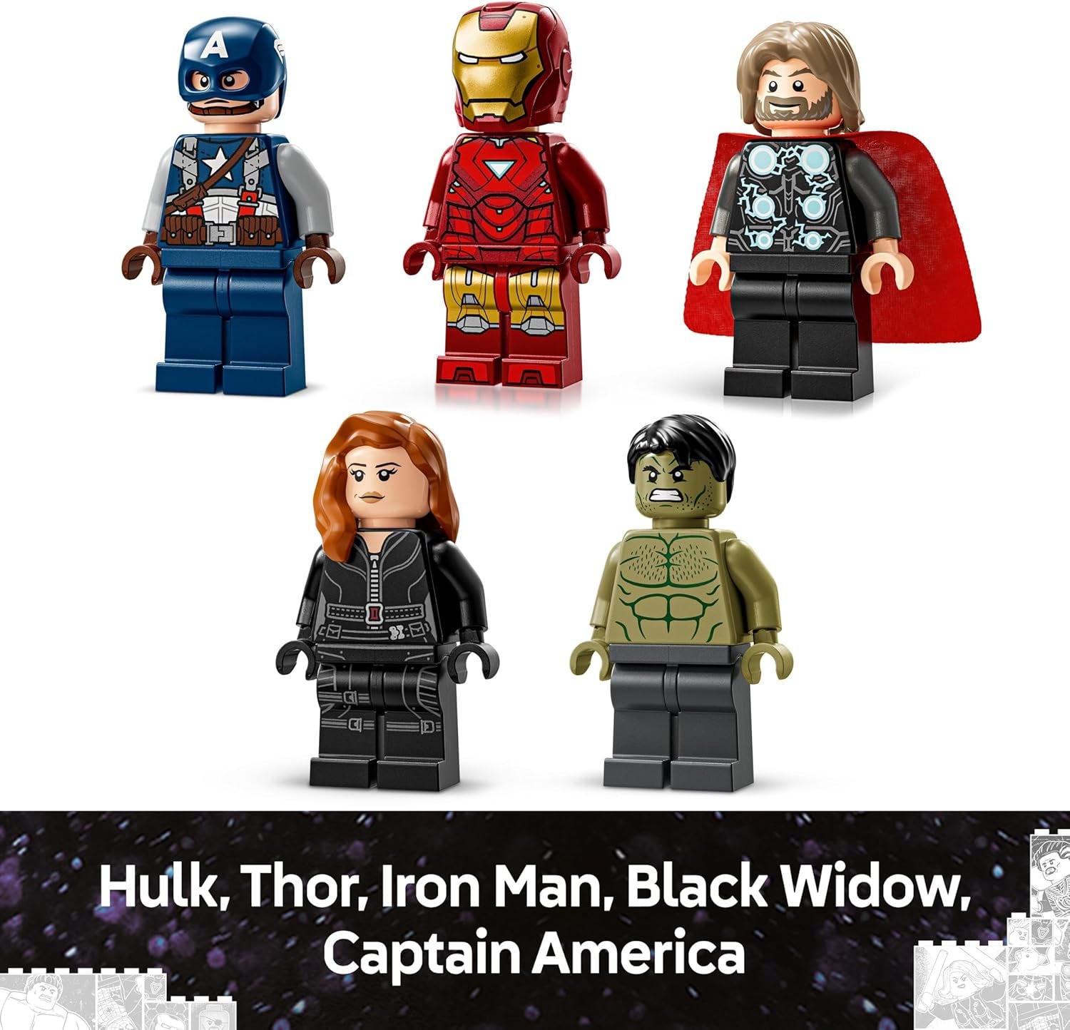 LEGO | Marvel: MARVEL Logo & Minifiguren - Sammlerstück inkl. Hulk, Thor, Iron Man, Black Widow und Captain America - Bauset mit Avengers Figuren - Geschenk für Jungen und Mädchen ab 12 Jahren - 76313