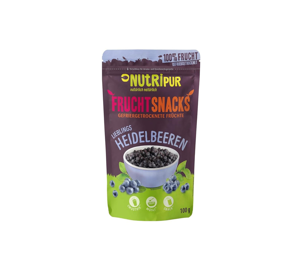 Myrtilles lyophilisées : 100g de myrtilles séchées cultivées pour smoothies, muesli, porridge topping - Baies lyophilisées sans sucre ajouté - Myrtilles lyophilisées NutriPur Produits déshydratés Naty Shop Titre par défaut