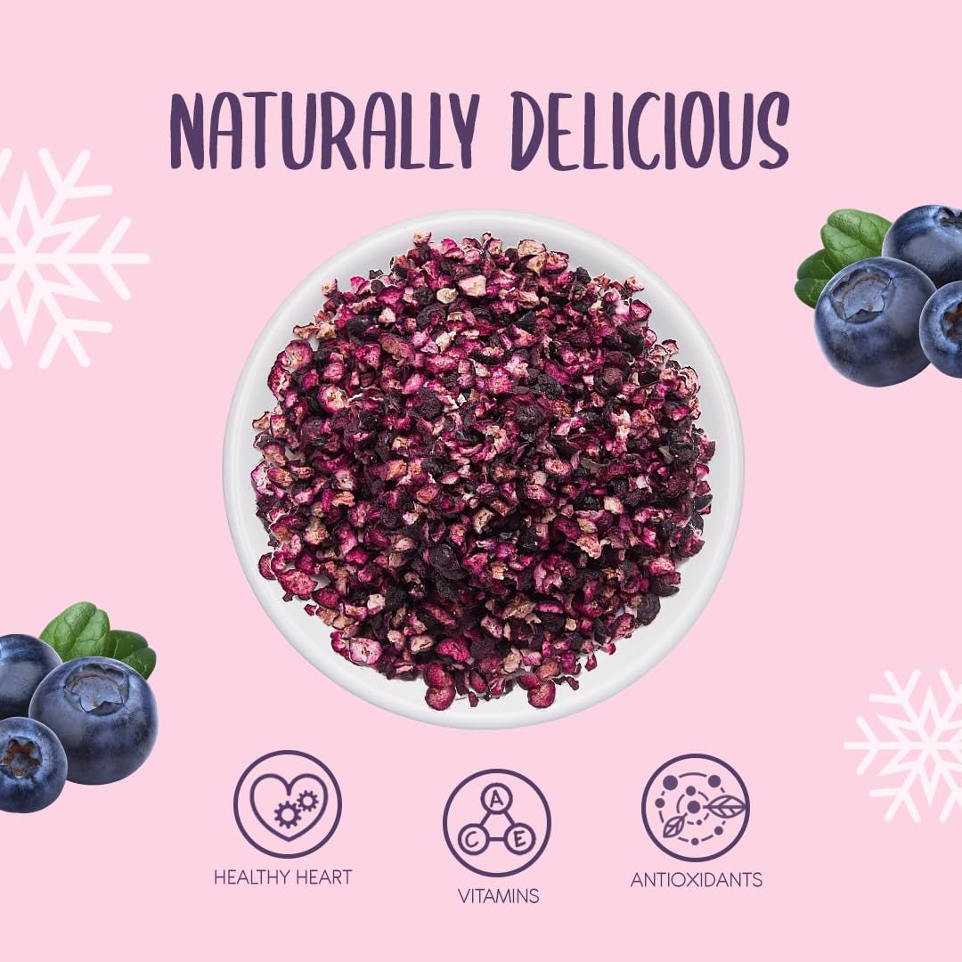 Morceaux de myrtilles lyophilisées 100g - Myrtilles lyophilisées - Fruits lyophilisés - Fruits secs lyophilisés - Parfait pour la pâtisserie, la décoration des gâteaux, muesli et desserts Produits déshydratés Naty Shop