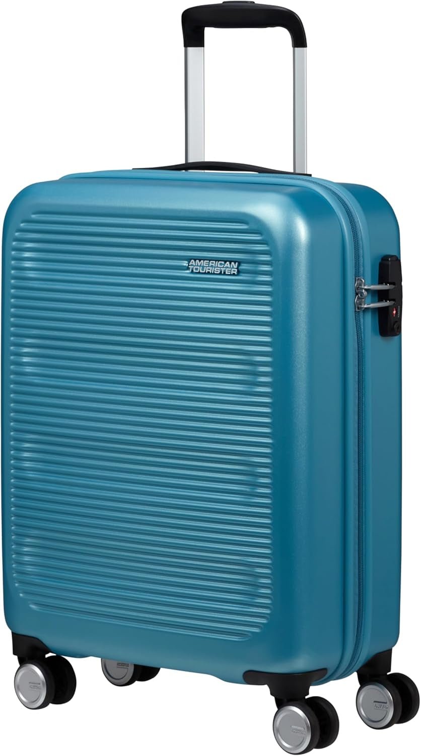 American Tourister Astrobeam - Spinner S, Bagaj de mână, 55 cm, 36 L, Negru (Storm Black) Bagaje și echipament de călătorie Naty Shop Albastru (Icy Aqua) S (55 Cm - 36 L)