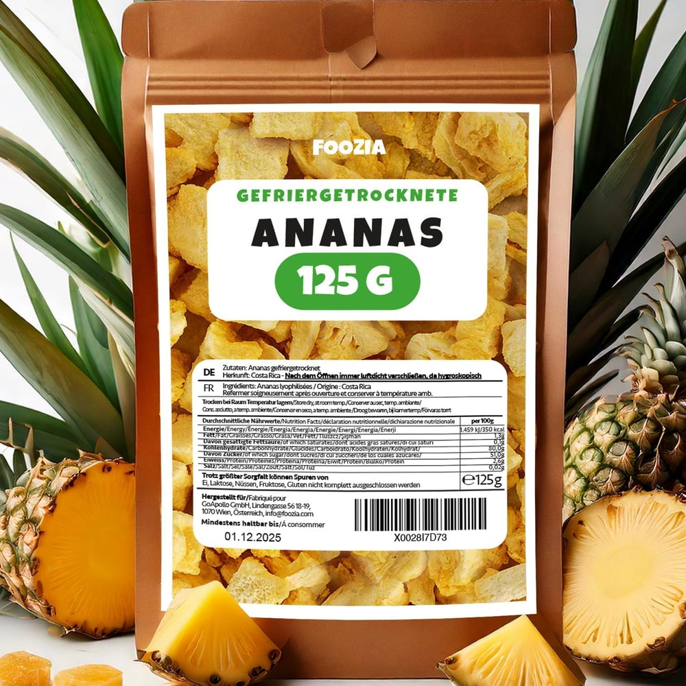Ananas lyophilisé 125g gros morceaux, Fruits lyophilisés sans additifs 100% purs - Fruits secs naturels - Ananas séchés, fruits secs de Foozia Produits déshydratés Naty Shop 125G