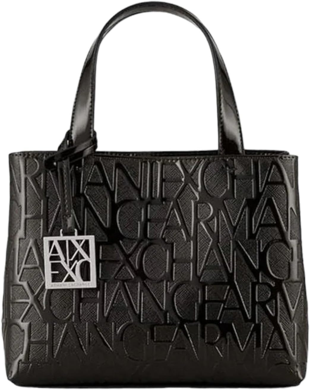 Armani Exchange Sacs à provisions ouverts Liz pour femmes Naty Shop Patent Black S