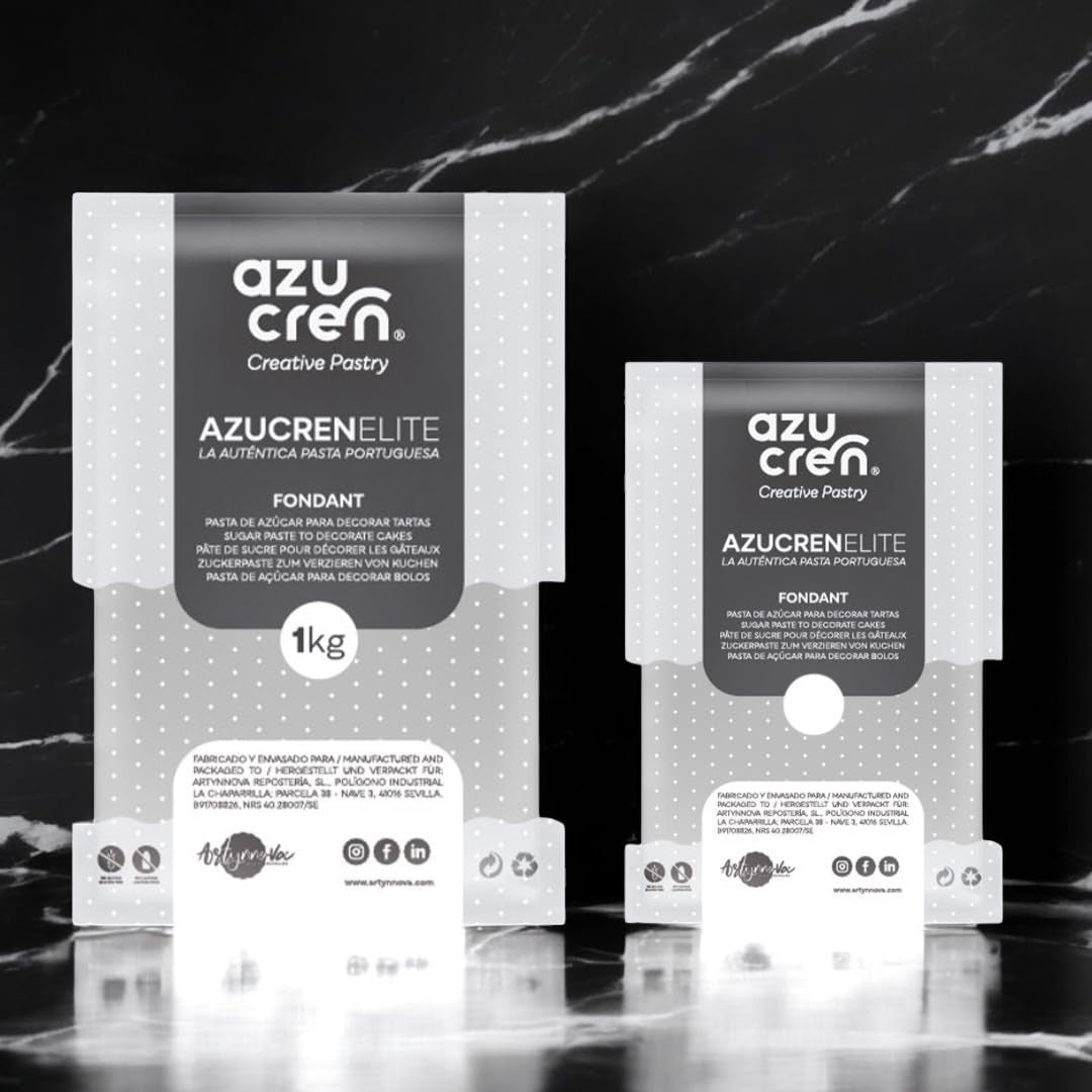 Azucren, Rouleau Fondant, Rouleau Fondant Gris, Facile à Utiliser, Lisse, Flexible, Doux et Pliable, Parfait pour la Décoration de Gâteaux, Halal, Casher, Sans Gluten, Arôme Citron (250G) Pâte à Sucre Naty Shop