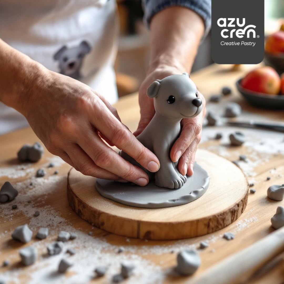 Azucren, Rouleau Fondant, Rouleau Fondant Gris, Facile à Utiliser, Lisse, Flexible, Doux et Pliable, Parfait pour la Décoration de Gâteaux, Halal, Casher, Sans Gluten, Arôme Citron (250G) Pâte à Sucre Naty Shop