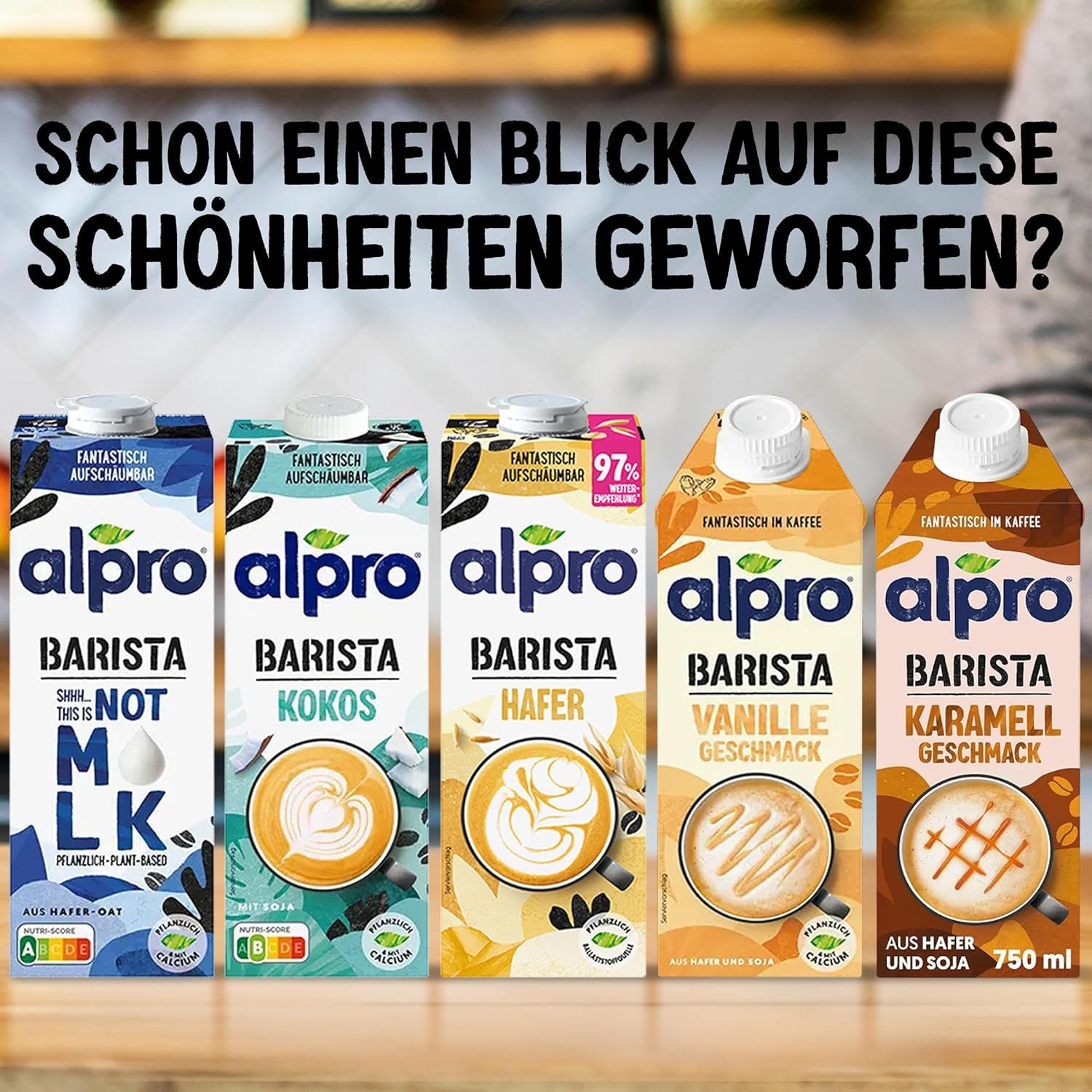 Alpro Barista Haferdrink – Zum Aufschäumen – Vegan et milchfrei – Von Natur aus lactosefrei – Riche en substances de ballast, calcium et vitamines – 8 x 1 L – Haltbar