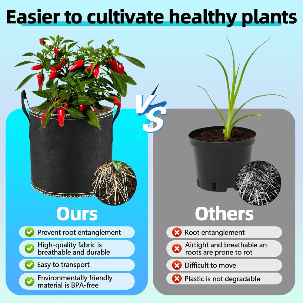 Pots de tomates de 12 L, sacs de plantation non tissés avec poignées, pots de jardin épais et ventilés, sacs de plantation réutilisables pour pommes de terre, tomates, légumes, fleurs et fraises