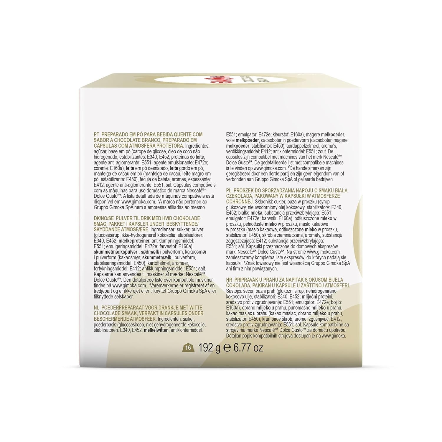 Gimoka Kaffeekapseln, Gesmack WEISSE CHOKOLADE - 48 Kapseln Compatible with Kaffeemaschinen der Marke Nescafè* Dolce Gusto*, 48 Stück (3 x 16 Getränke), Hergestellt in Italien