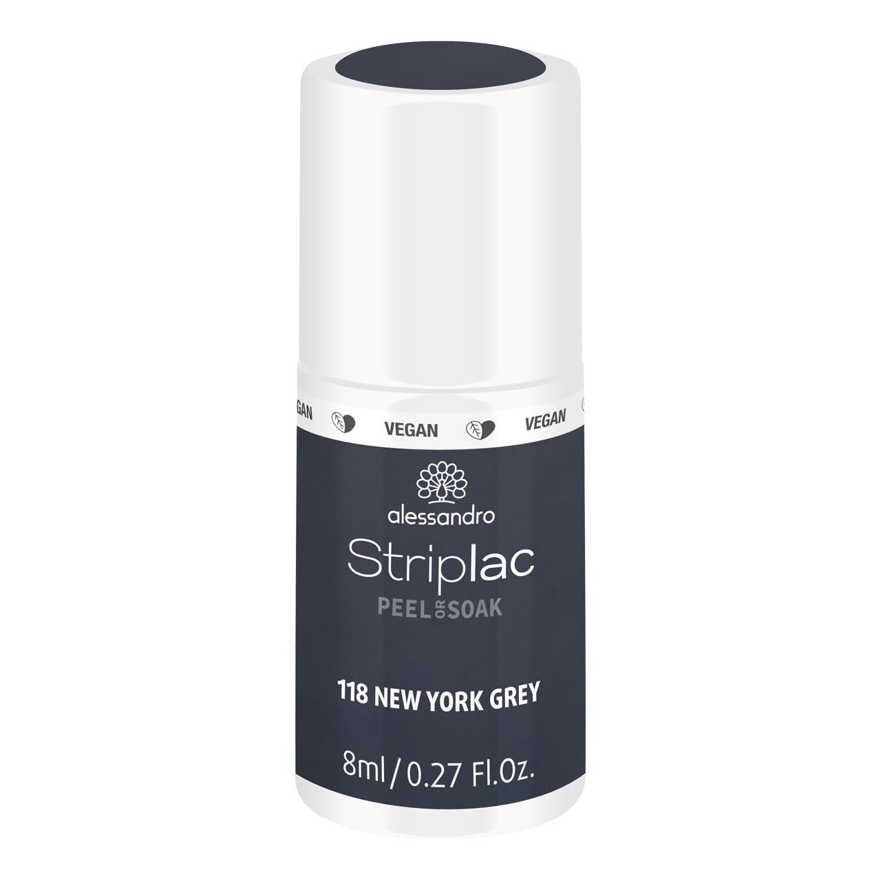 Vernis à ongles UV Alessandro Striplac Midnight Black – Délicat et longue tenue – S'enlève facilement grâce à la technologie Peel-Off Removal – Vegan et cruelty-free – 8 ml