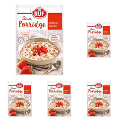 Gruau instantané RUF aux fraises et à la vanille, un repas d'été à base d'avoine prêt en 3 minutes, 1 sachet x 65g