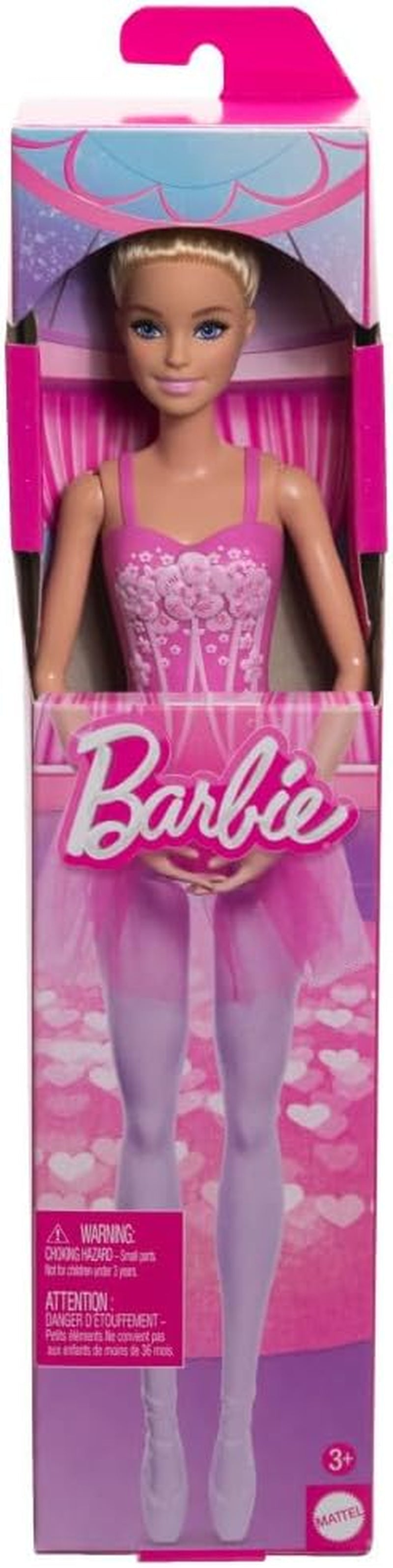 Barbie Ballerina-Puppe, Blonde Modepuppe in lilafarbenem, ausziehbarem Tutu, mit Ballettarmen und Ballerinaspitzenschuhen, HRG34