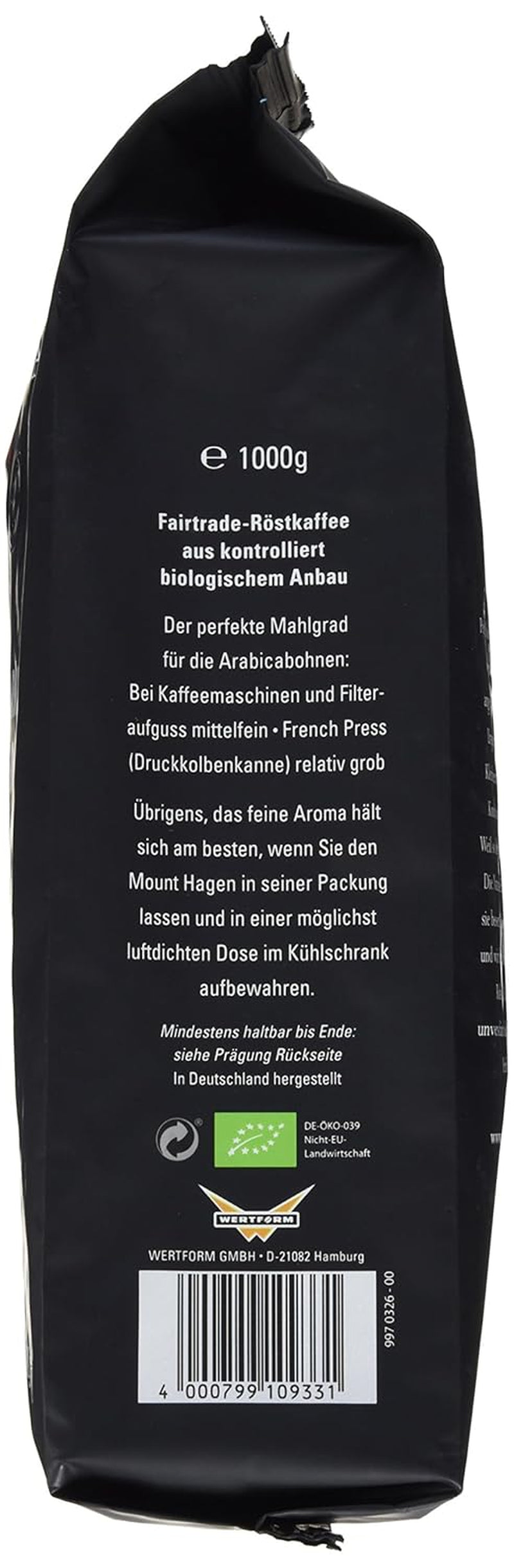 Bio FT Naturland Röstkaffee Arabica Cream, 1kg Ganze Bohne