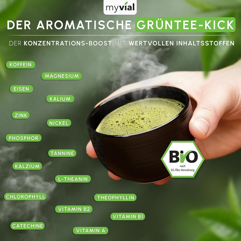 Ceai Matcha organic pudră premium 100 g Ceai verde de cea mai înaltă calitate din Japonia Kagoshima - perfect pentru smoothie Matcha Latte Ceai verde japonez Vegan Fără aditivi Ambalat fără plastic