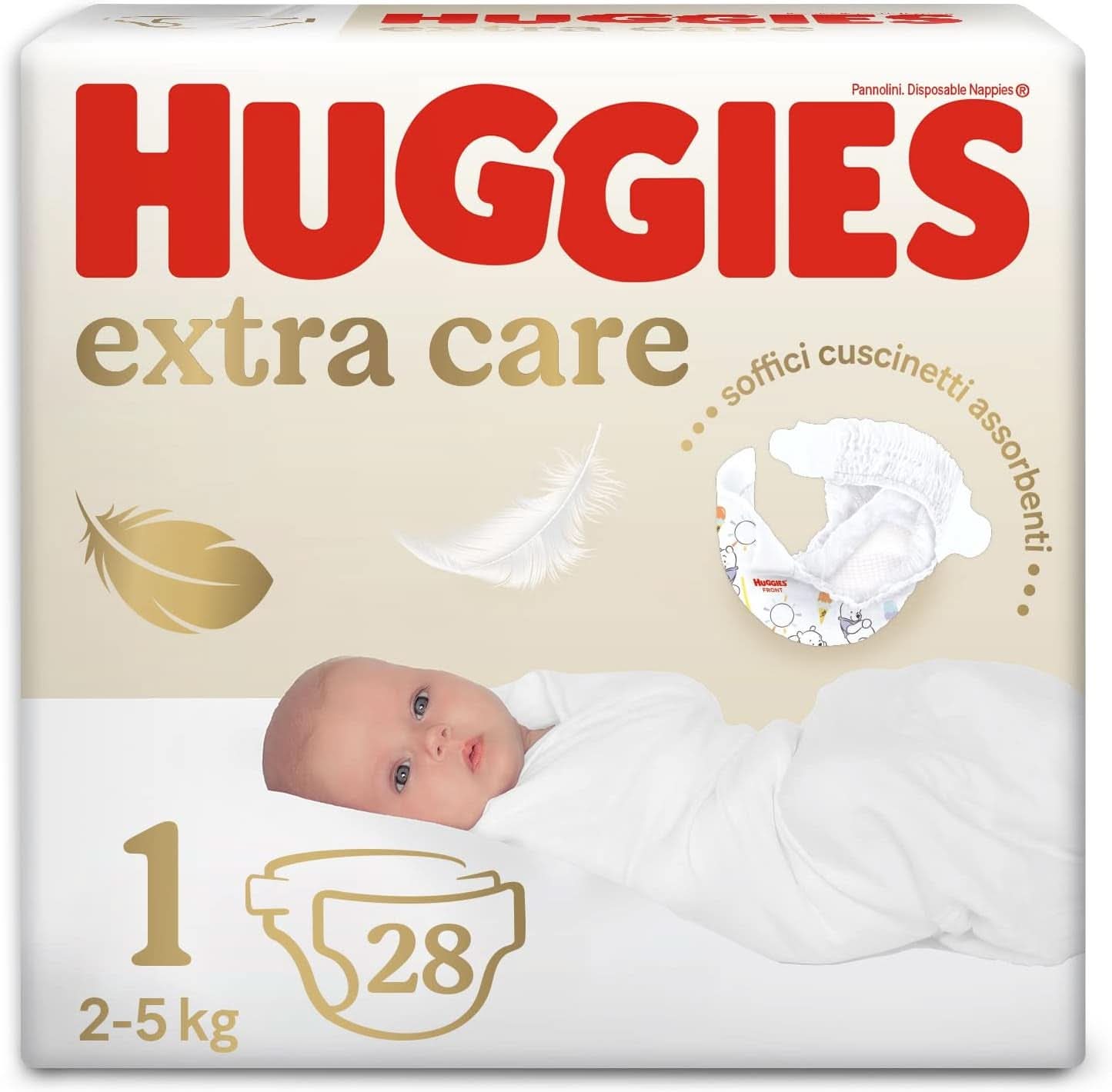 Scutece Huggies Extra Care Bebe, mărimea 1 (2-5 kg), pachet de 28 Mama si Copilul Naty Shop