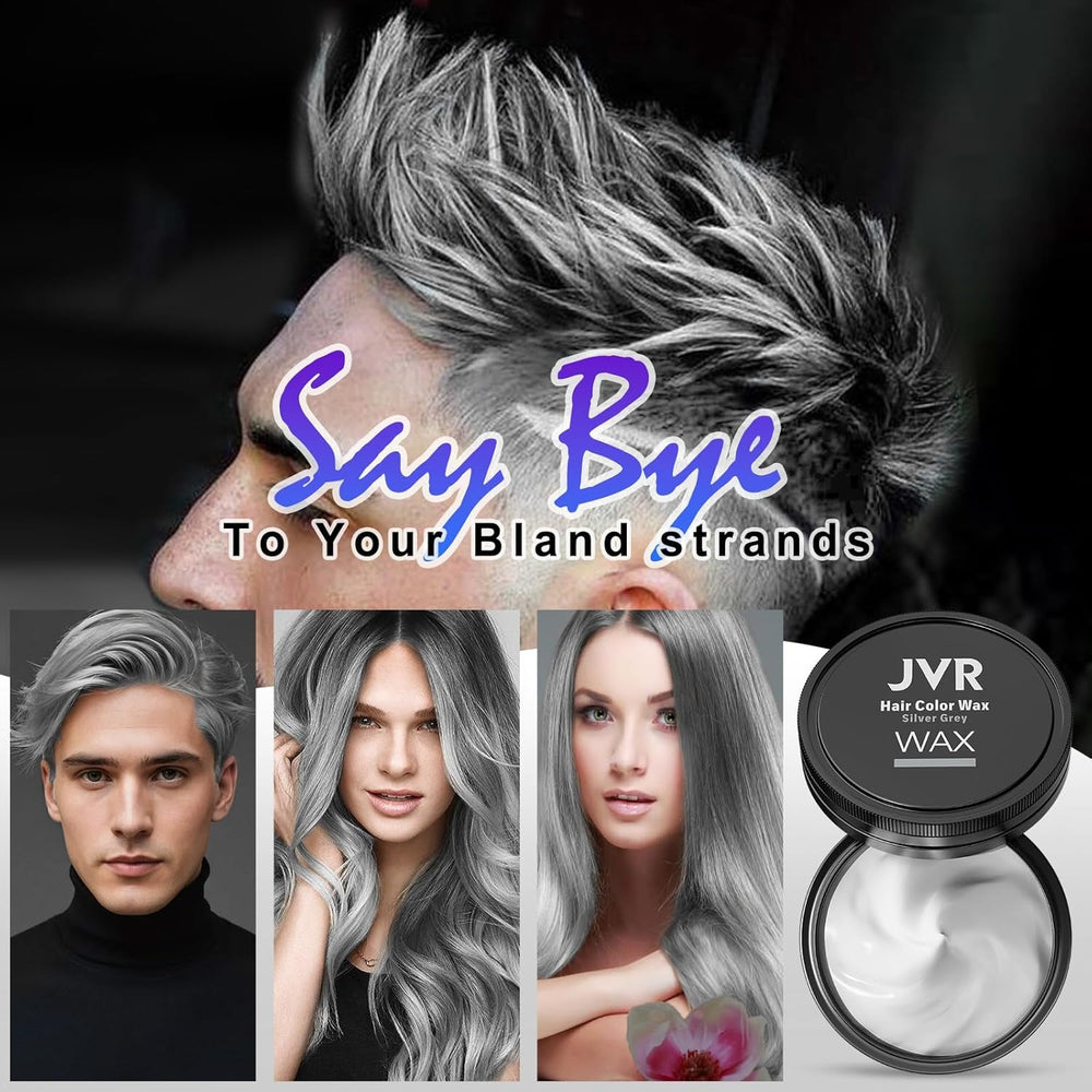 JVR Cire capillaire temporaire 80 g de cire lavable pour enfants, femmes et hommes, coiffure naturelle mate pour fête, cosplay, Halloween, Noël, mascarade, bricolage (gris 80 g) Naty Shop Coloration capillaire