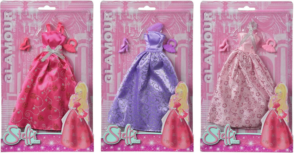 Simba 105723369 - Steffi Love Glamour / Ensemble de vêtements pour poupée / 3 articles assortis / Un seul article est inclus / Robe de bal pour toutes les poupées de 29 cm / Poupée non incluse