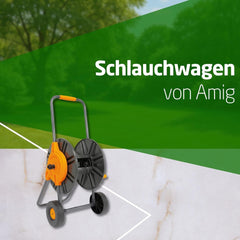 Amig - Enrouleur de tuyau | pour tuyaux 1/2" | max. 60 m enroulé | avec manivelle pour un enroulement facile | polypropylène | orange et gris