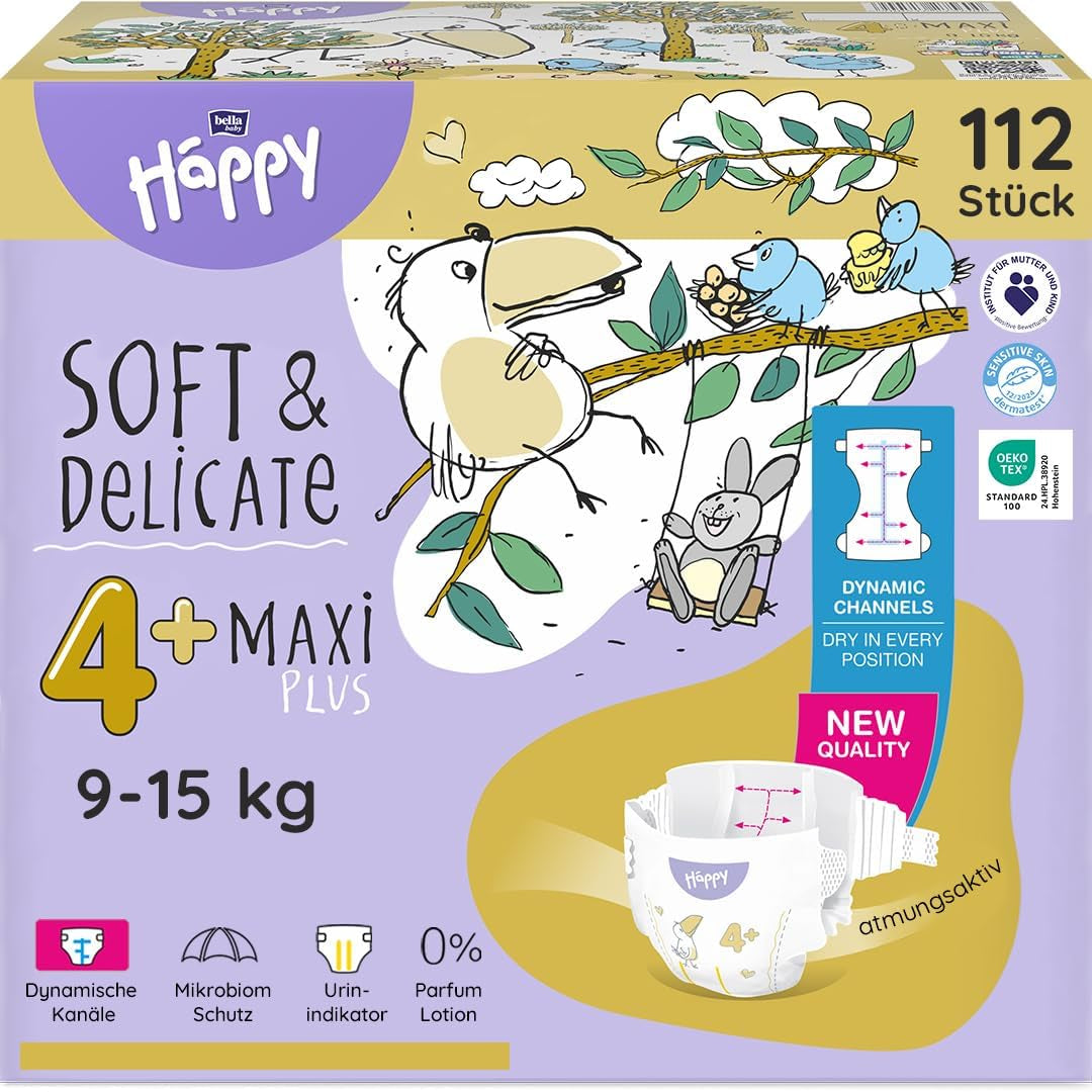 Couches Bella Baby Happy Premium, taille 6, Junior Extra, 15+ kg, 96 pièces, label DERMATEST et OEKO-TEX, couches jetables pour bébé