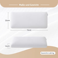 EGO HOME Oreiller Oreiller Ergonomique Doux en Mousse à Mémoire pour Dormeur sur le Dos Oreiller de Soutien du Cou avec Housse Respirante et Lavable, Certifié Oeko-Tex, Oreiller Cervical 75X35Cm Perne standard Naty Shop