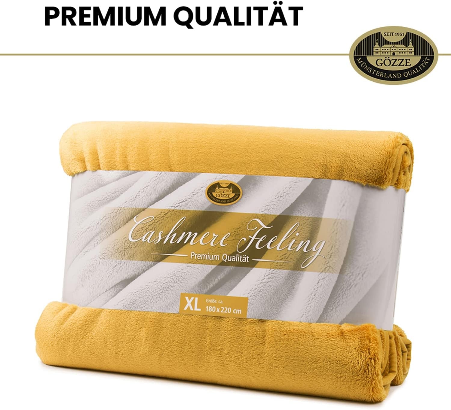 Gözze - Pătură confortabilă Premium Cashmere-Feeling, 500 G/M², 180 X 220 Cm - muștar Paturi si Cuverturi Besuche den GÃ¶zze-Store