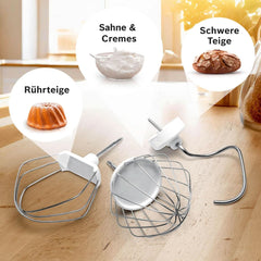 Machine à cuisiner Serie 4 MUM58210, Edelstahl-Schüssel 3,9 L, Planetenrührwerk, Patisserie-Set Aus Edelstahl, Knethaken, Schlagbesen, Rührbesen, Durchlaufschnitzler, 3 Scheiben, 1000 W, Weiß/Silber Mother and Child Naty Shop