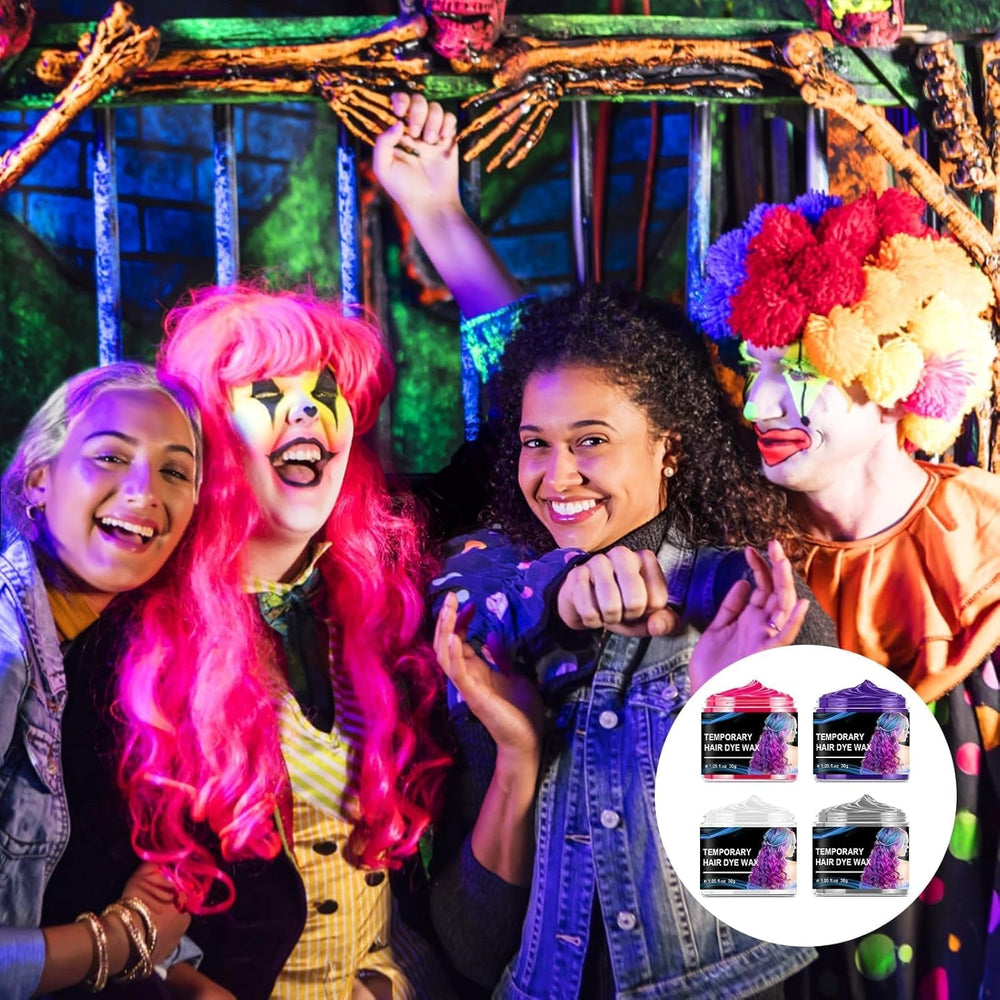Teinture capillaire temporaire pour Halloween, 4 couleurs, cire coiffante, ton pour hommes et femmes, Halloween, fête Cosplay, teinture pour cheveux, boutique Naty