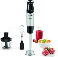 Krups Batteur sur socle Perfect Mix HZ6568 | Mélangeur | 1000 watts | Edelstahlfuss | 4 couteaux supplémentaires | Powelix Technologie | Schneebesen | 500 ml de vinaigrette | 800 Ml Messbecher | Cuisine Schwarz/Silber Naty Shop