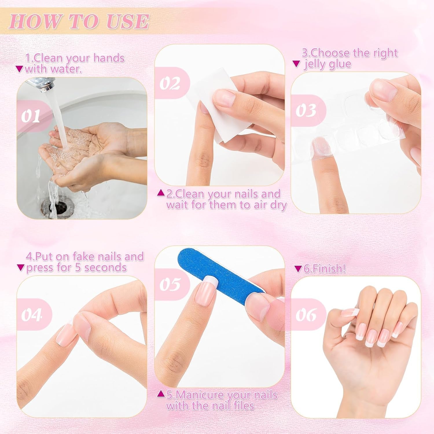 Faux ongles français rectangulaires moyens, 360 pièces, faux ongles naturels, à faire soi-même, avec lime à ongles, pour dames et femmes